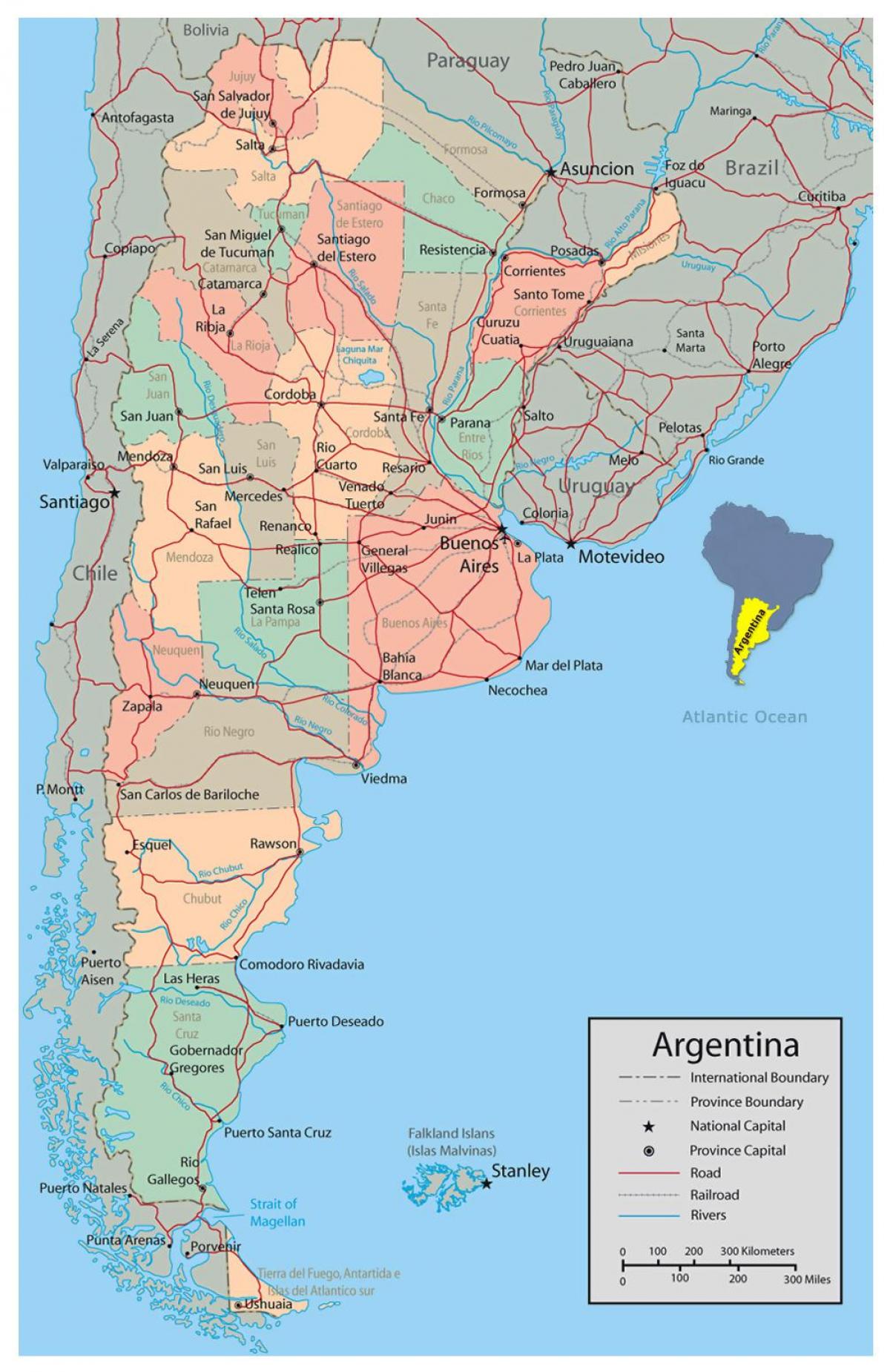 Mapa autostrad w Argentynie